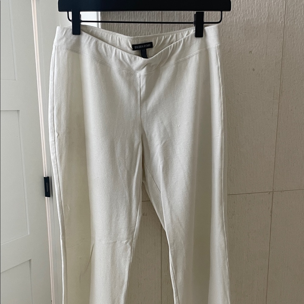 XS Eileen Fisher White Crepe Textured (stretch) Pants